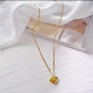 18K Gold Plated Puffy Love Heart Necklace